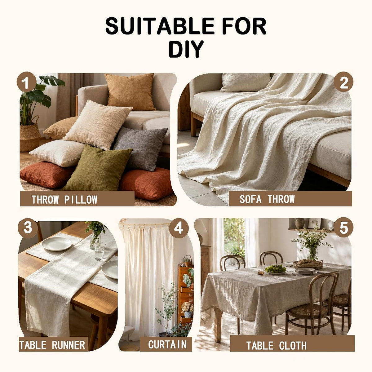 Soft Linen Blend Fabric by the Yard for Clothing & Sewing(60#-1Y)