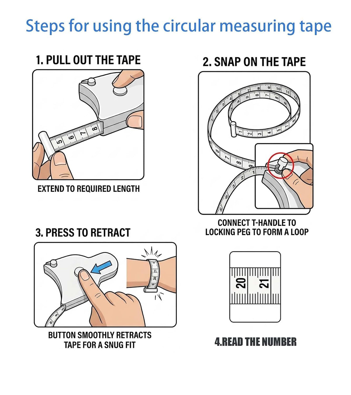Body Measuring Tape Set, 60in/150cm, Automatic Retractable Tape
