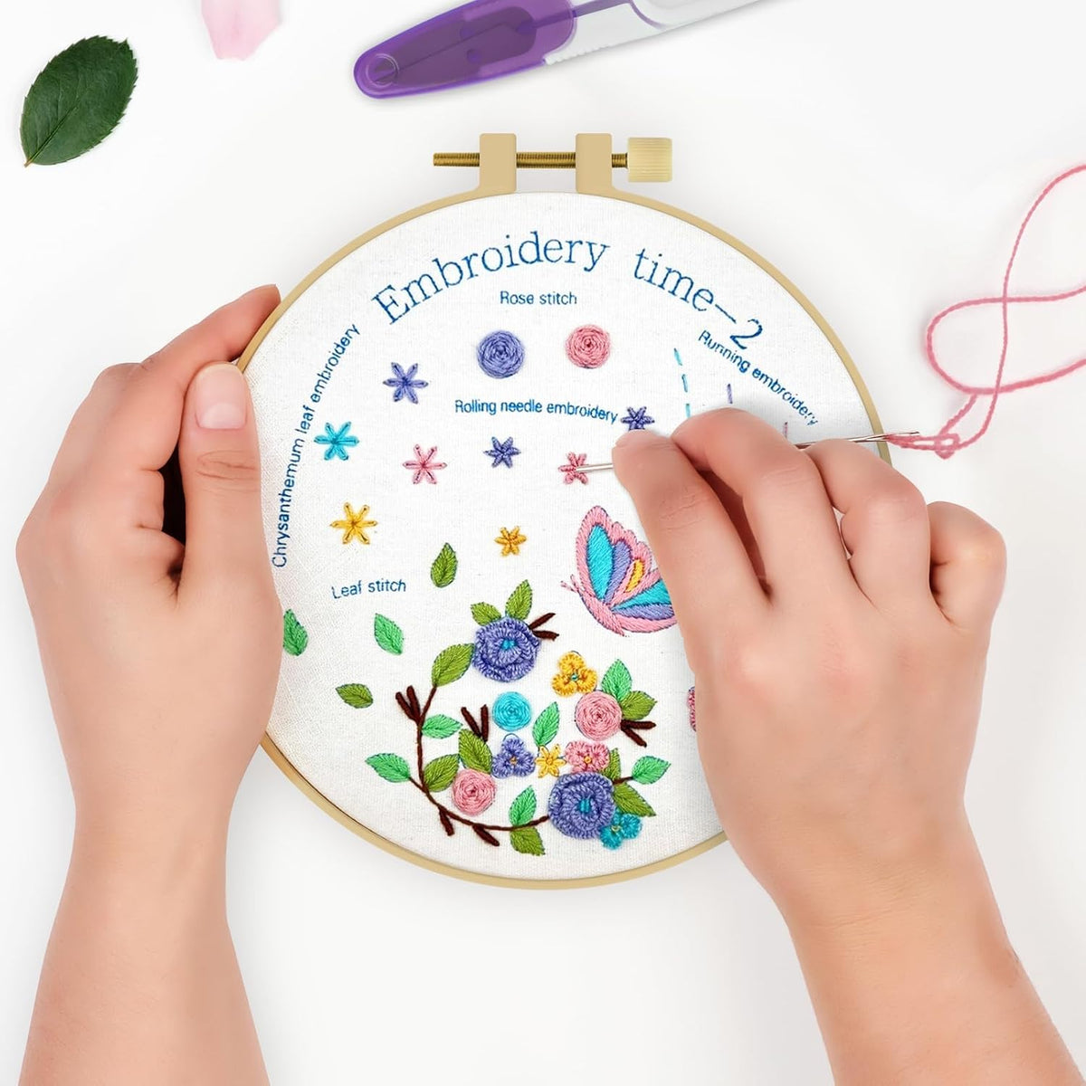 ERKOON 4 Pack Beginner Embroidery Kits for Adults DIY Starter Kit with