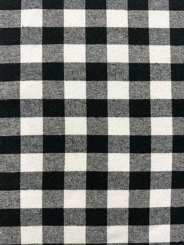 Black and White Buffalo Plaid Yarn Dyed Flannel Fabric By the Yard
