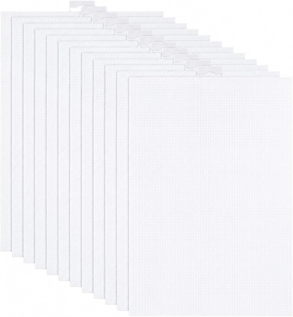 YOUNTHYE 12 Pack 14 Count Plastic Canvas Sheets, 8.2 x 11 Inch White
