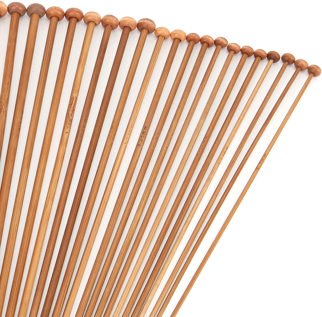 KIMISS 36Pcs Single Point Knitting Needles, Bamboo Material