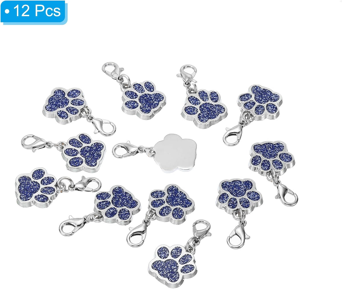 PATIKIL Dog Paw Crochet Stitch Markers, 12 Pack Metal Pendants Charm