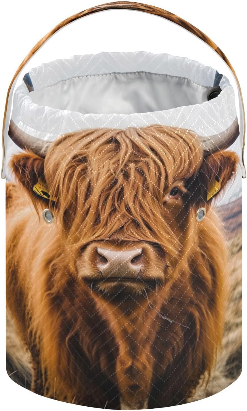 YETTASBIN Highland Cow Yarn Storage Bag, Large Crochet Knitting Bag