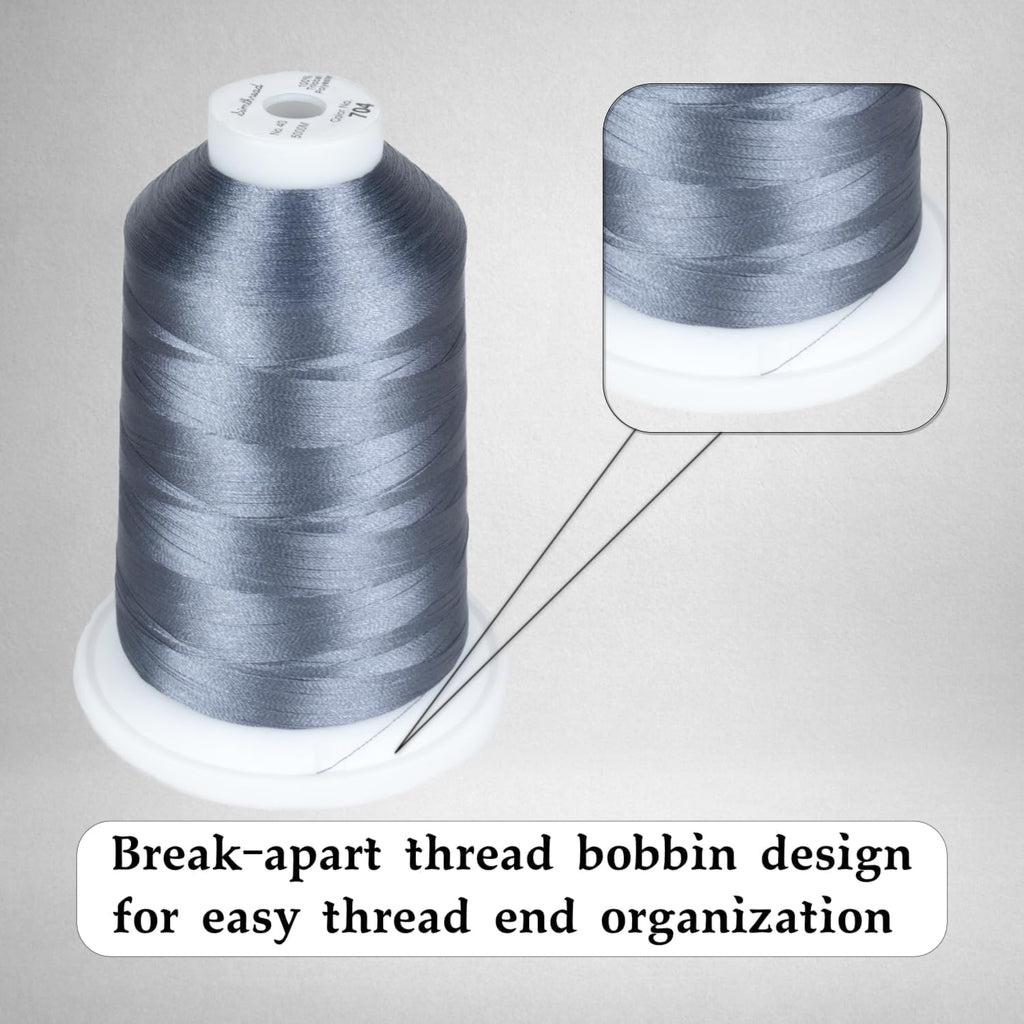 Simthread 5500Yds/5000M 40WT Polyester Embroidery Thread Pewter 704