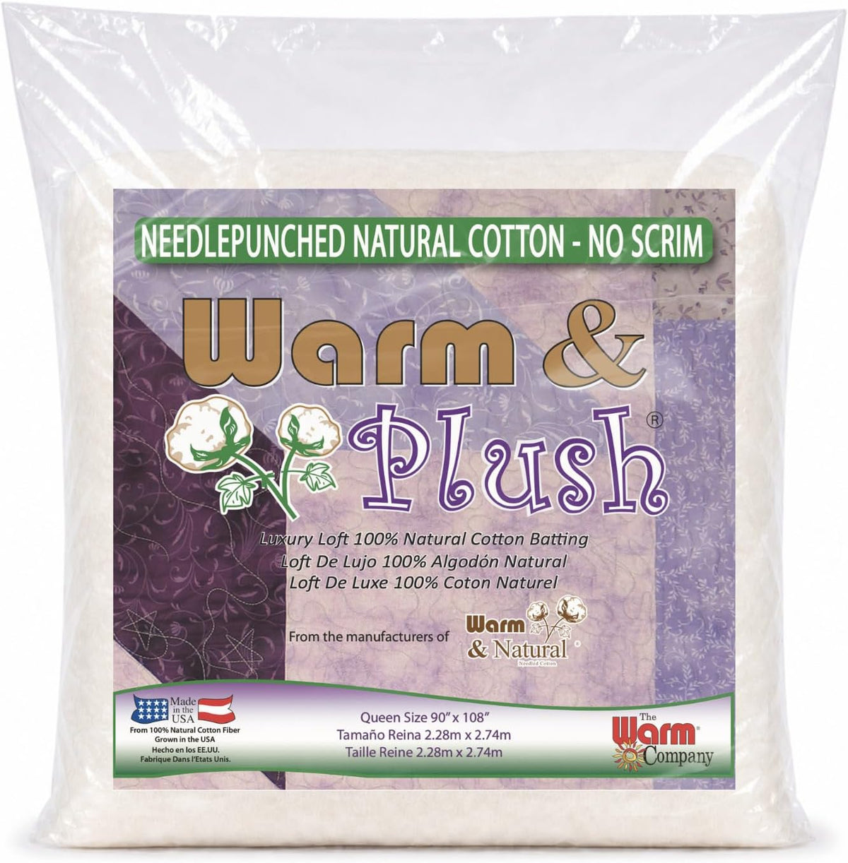 The Warm Company - Warm & Plush Cotton Batting – 4-Pack Queen Size