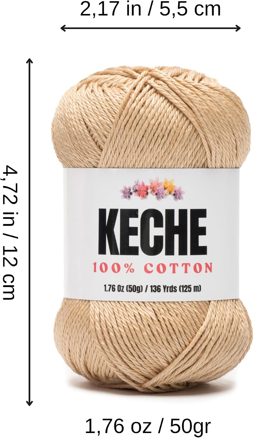 Cotton Yarn - 100% Cotton Yarn for Crocheting and Knitting, Mercerized