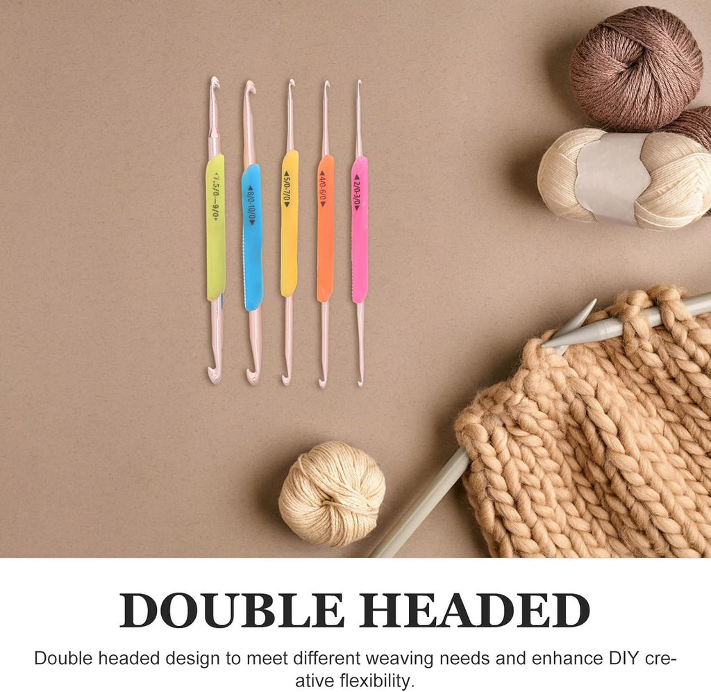 10pcs Double Ended Crochet Hooks Set, Soft Grip Yarn Tools