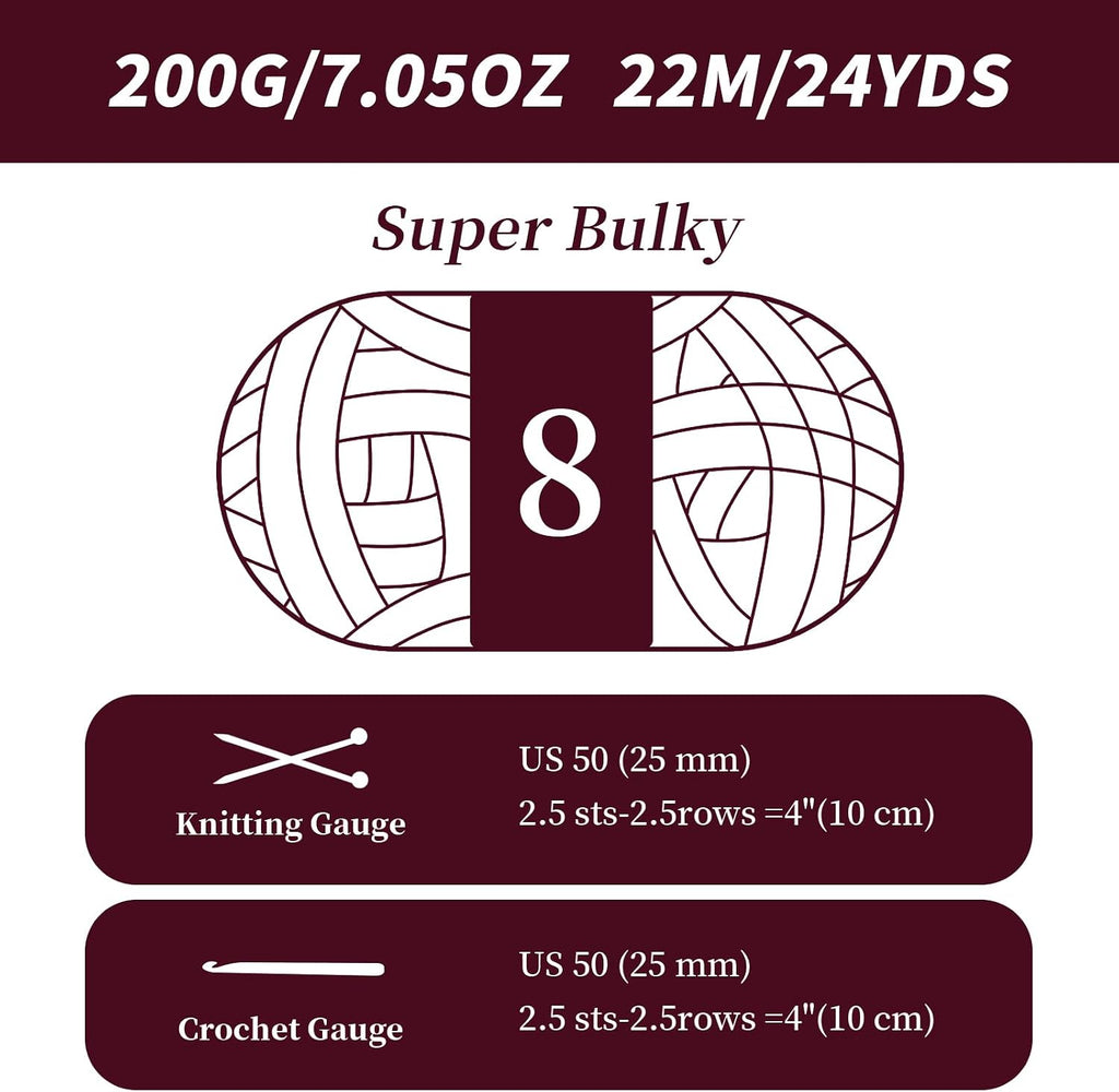 10 Pack Burgundy Fuzzy Chunky Yarn for Hand Knitting, Bulky Thick