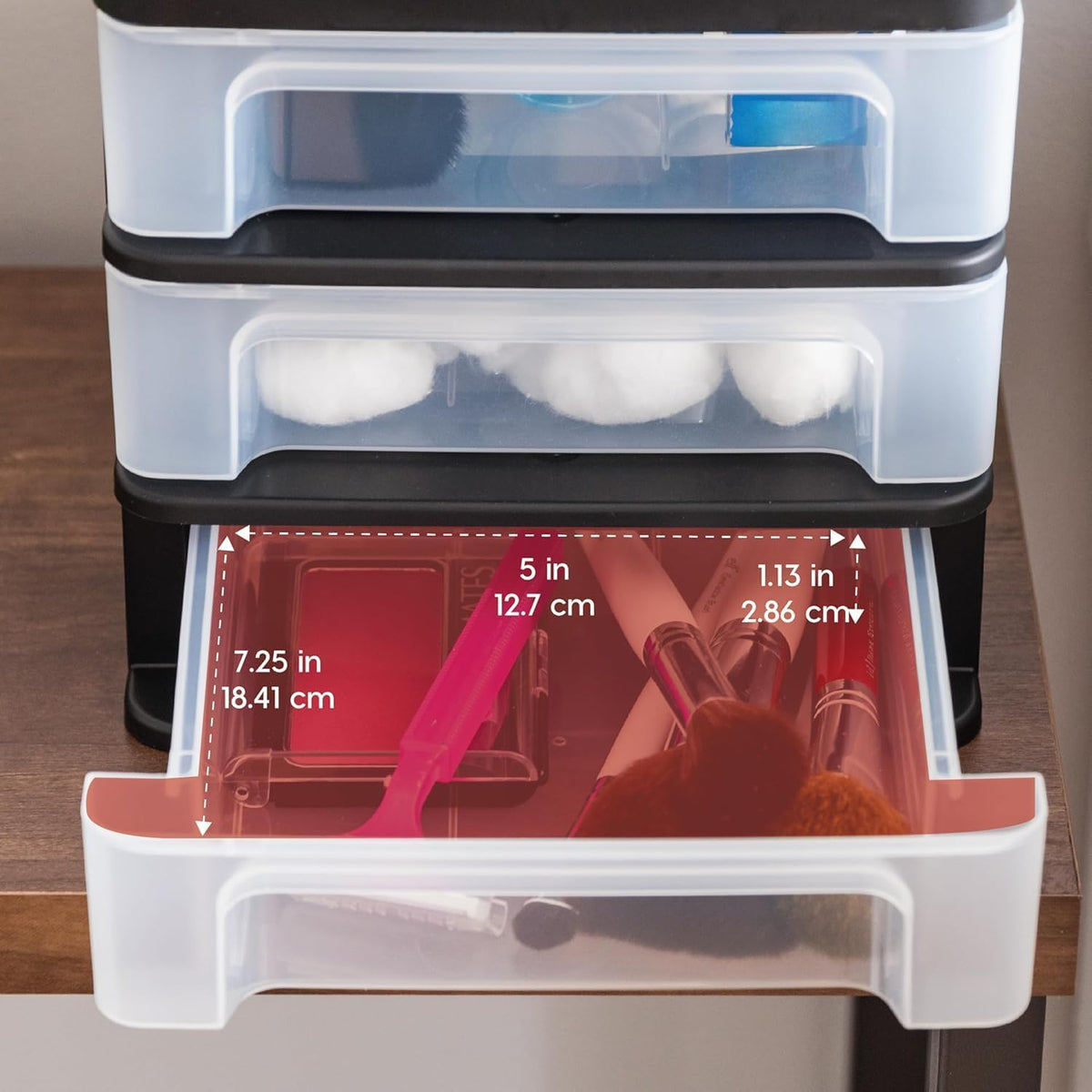 IRIS USA 4-Pack, 3-Drawer Small Plastic Stacking Desktop Organizer