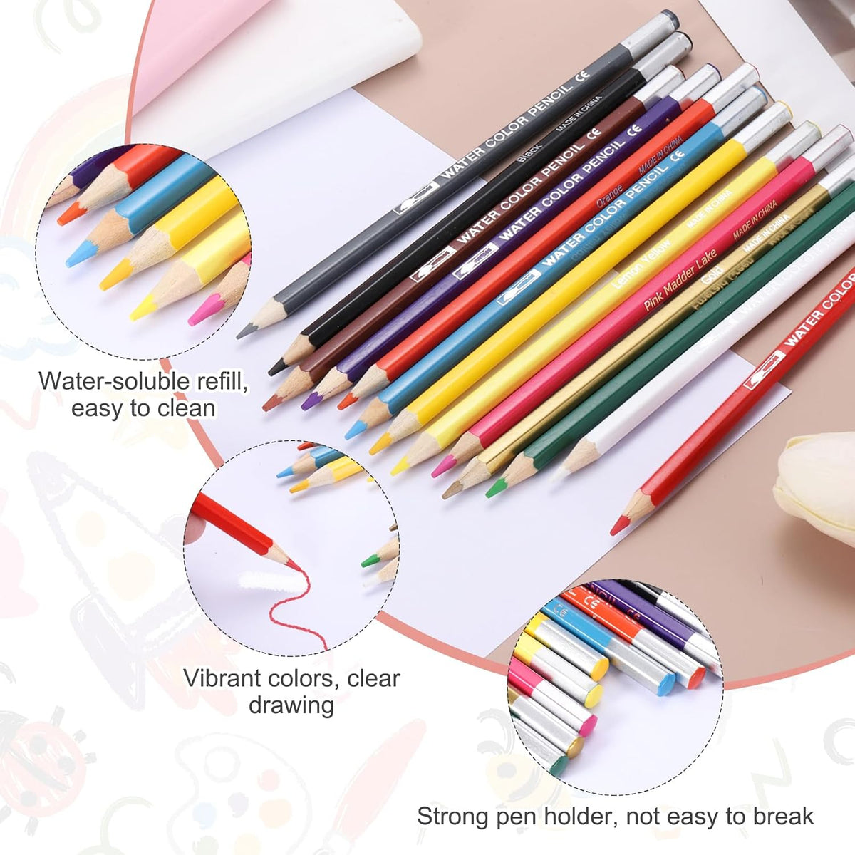 MECCANIXITY Water Soluble Fabric Pencils, Tailors Chalk Fabric Pencils