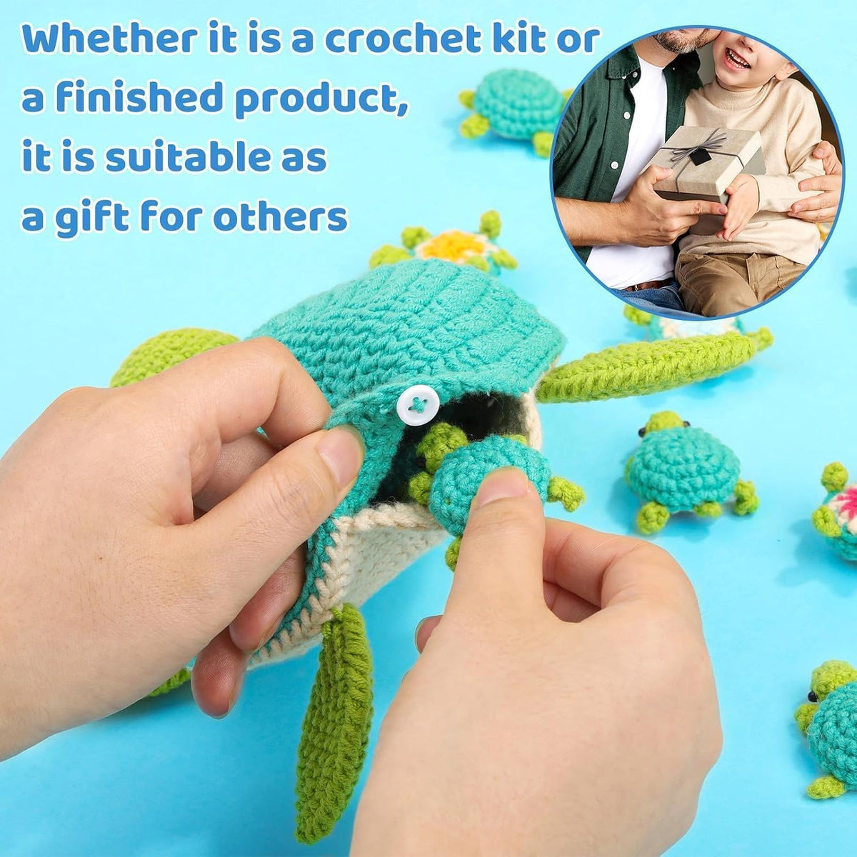 Crochet Kit for Beginners, 21 Pcs Turtles Crochet Animal Kit for