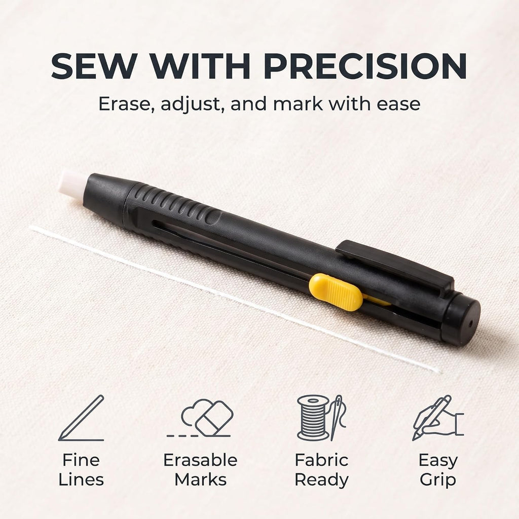 2 Pcs Black Tailors Chalk Pencil Sewing Fabric Markers, Erasable Chalk