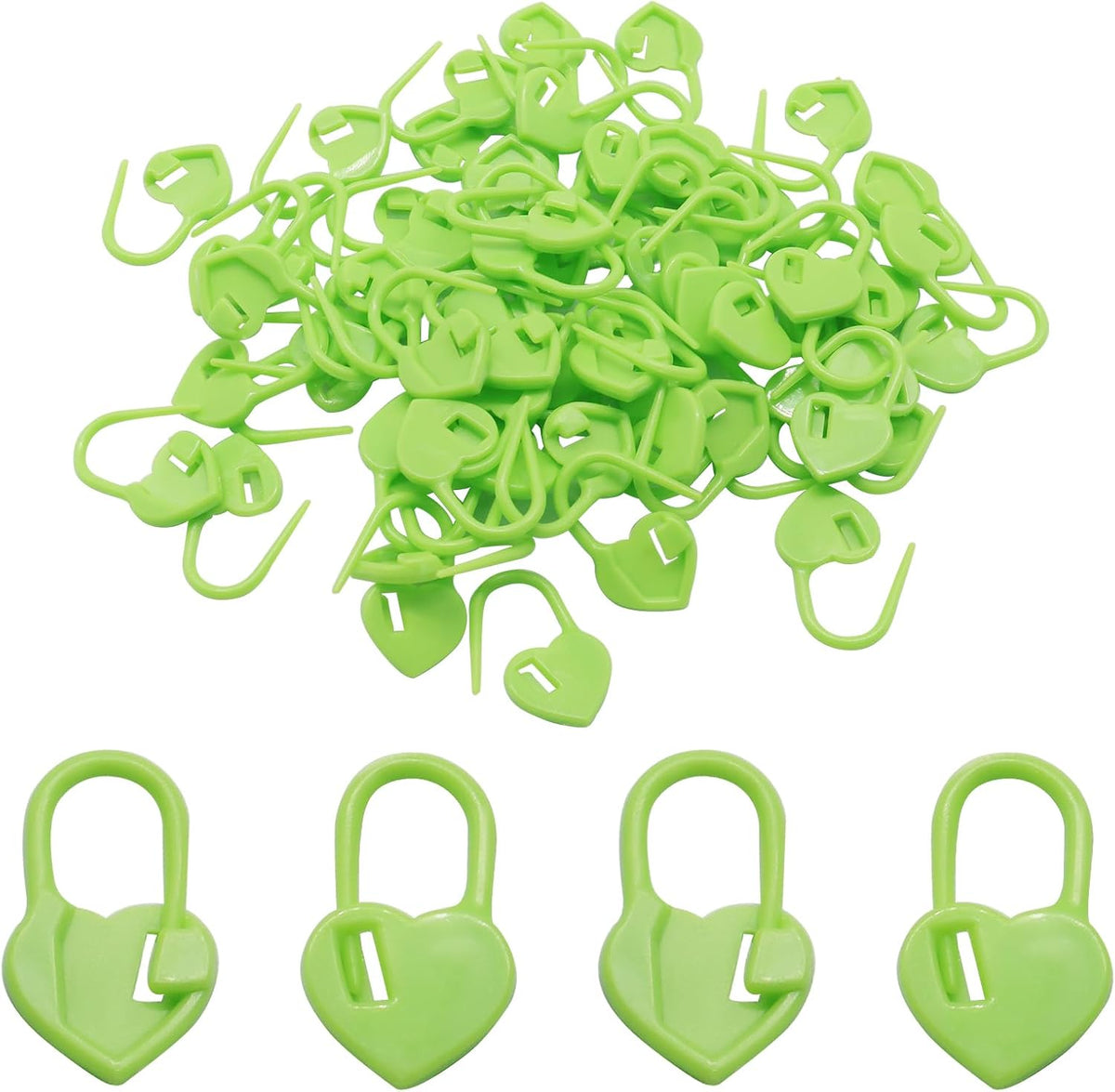 Coufce 200 Pcs Green Heart Stitch Markers for Crocheting