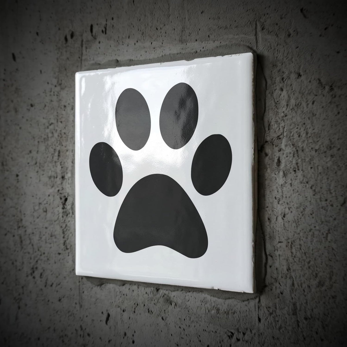 3dRose Black paw Print on White - Animal Pawprint 4 Inch Ceramic Tile