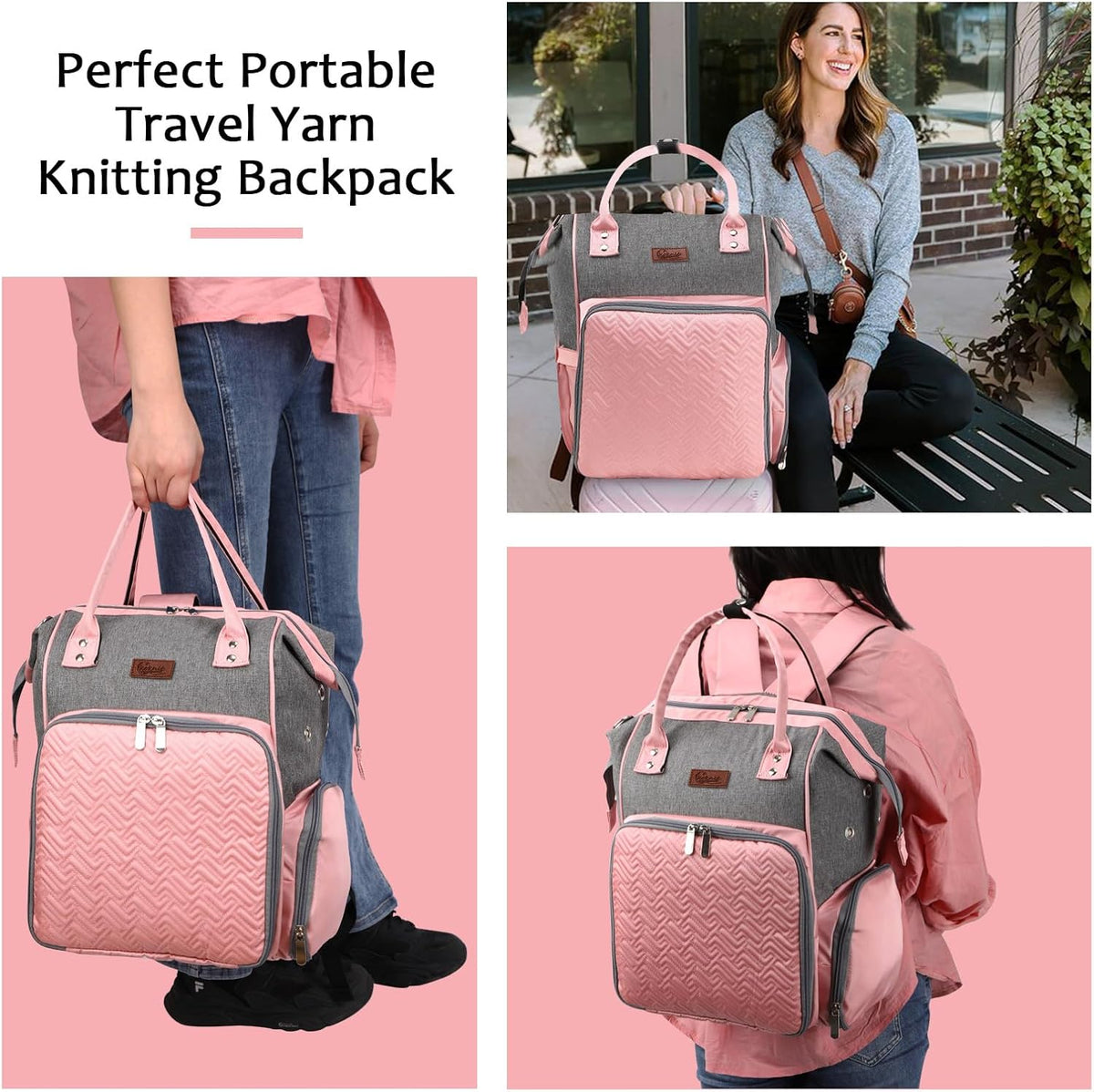 Crochet Bag,Knitting bagBackpack and Tote Bag Storage Bag,Large