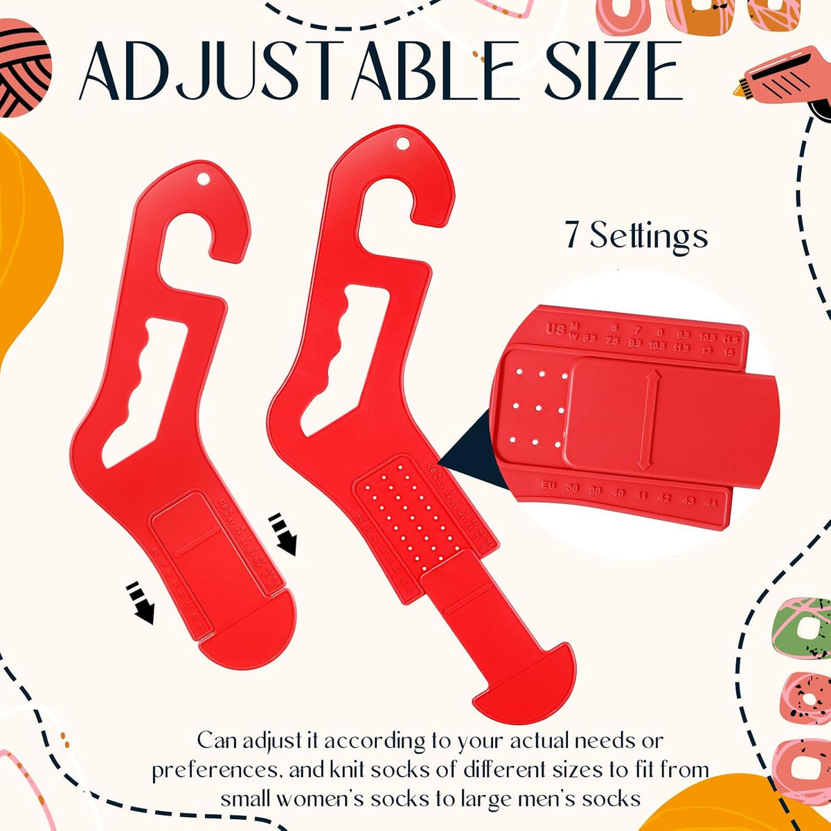 Doublefill 4 Pcs Sock Blockers for Knitting, Adjustable Sock Blockers