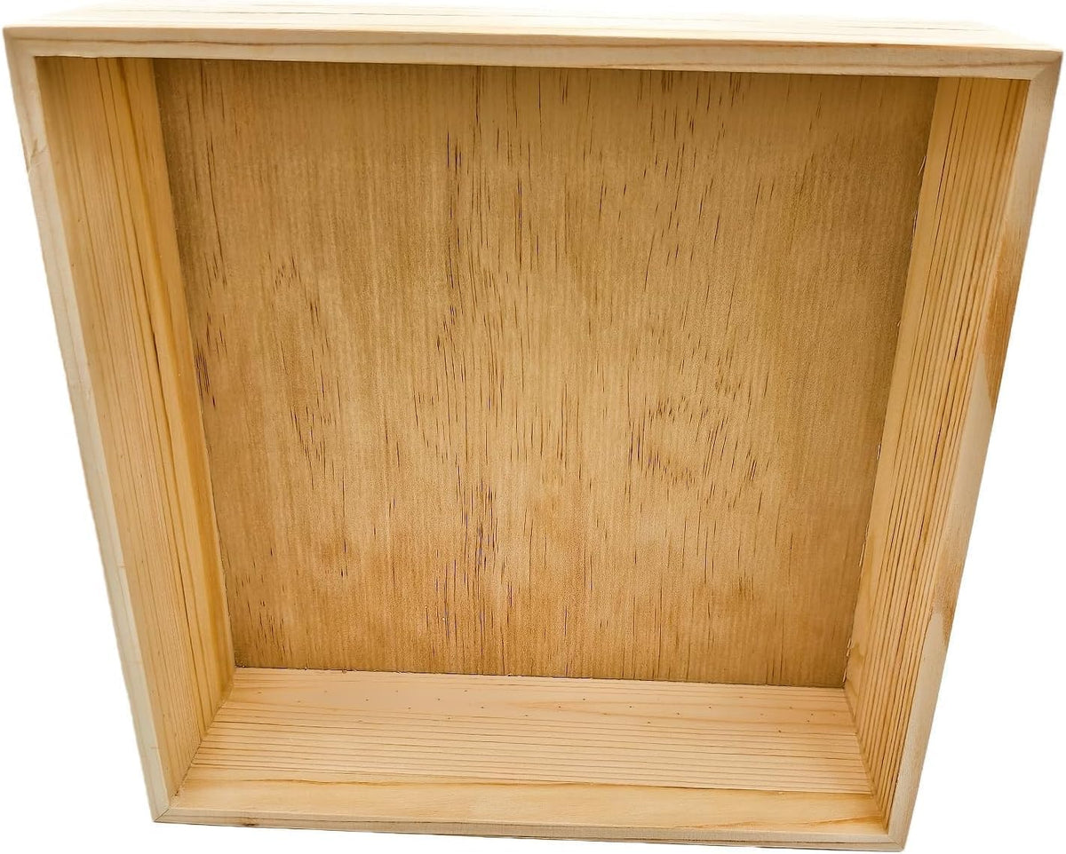 Unfinished Wood Storage Box, Natural Wooden Container for Crafts