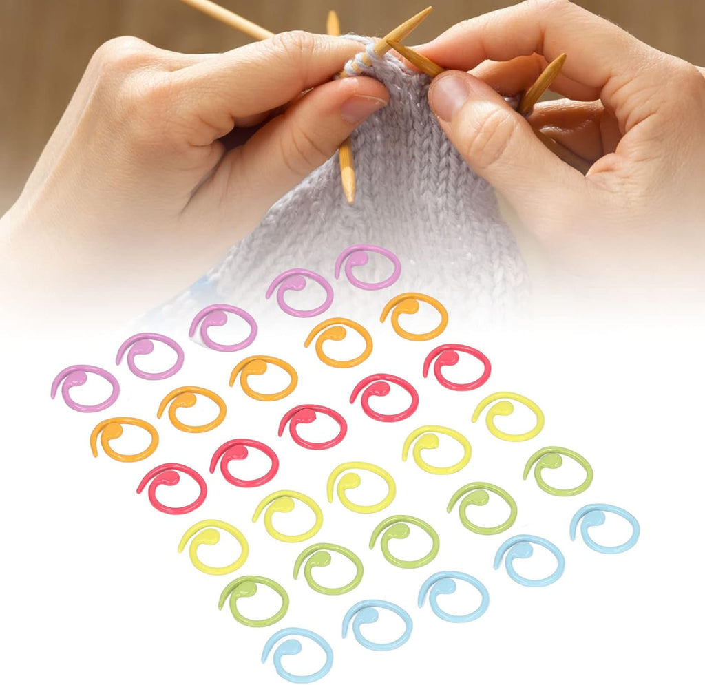 30-Piece Metal Knitting Stitch Markers, Split Ring Design for