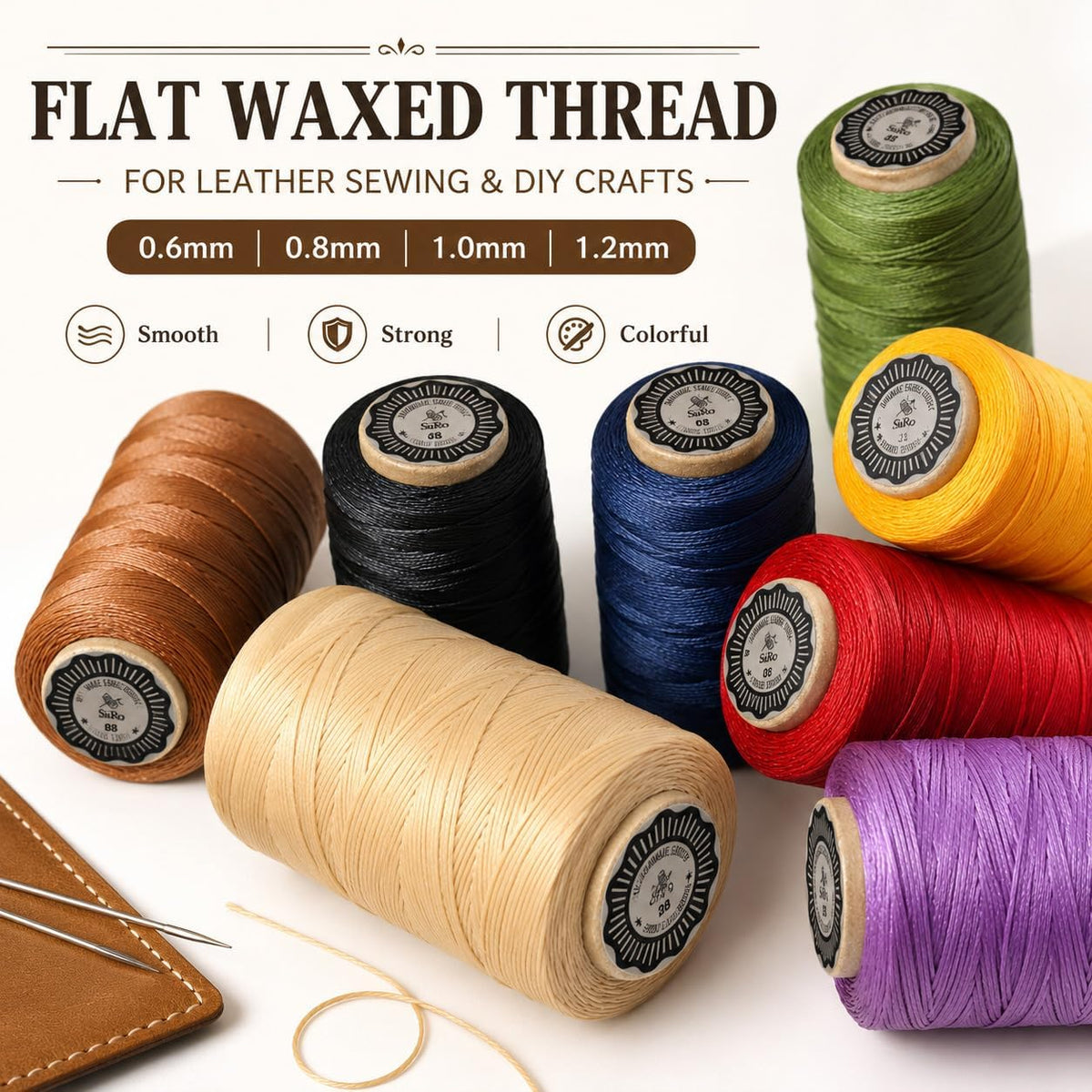 Waxed Thread for Leather Sewing, Weaving Bracelet 1.2mm 150yd Yellow