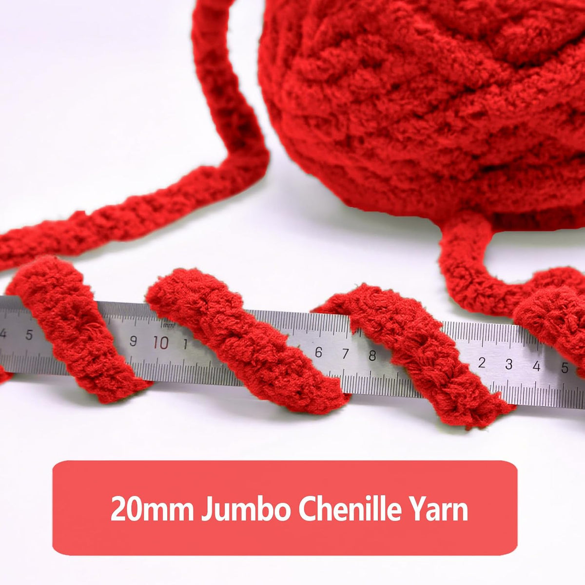 8 Pack Red Chunky Yarn for Hand Knitting, Chunky Chenille Yarn, Jumbo