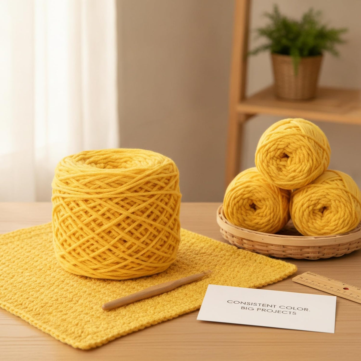 Polyester Blend Yarn Ball for Knitting & Crochet, 7.05 oz Solid Color