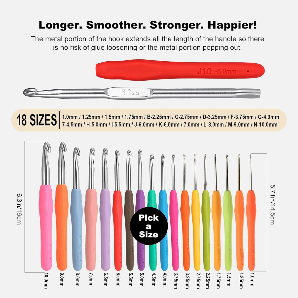 2Pcs 1.25mm Small Crochet Hooks, Ergonomic Small Lace Crochet Hook
