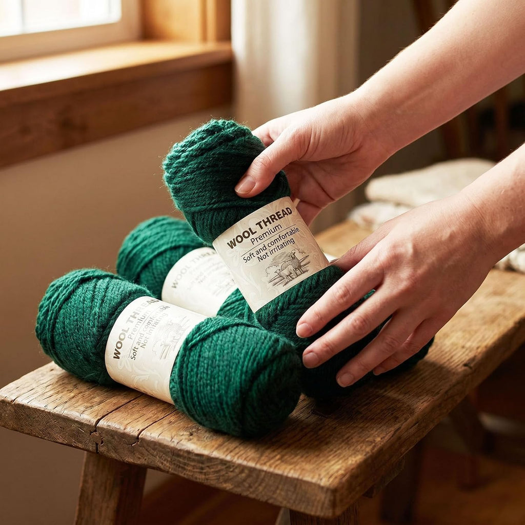 Wool Blend Yarn – 3 Skeins (300g Total), 85% Wool 15% Polyester, for