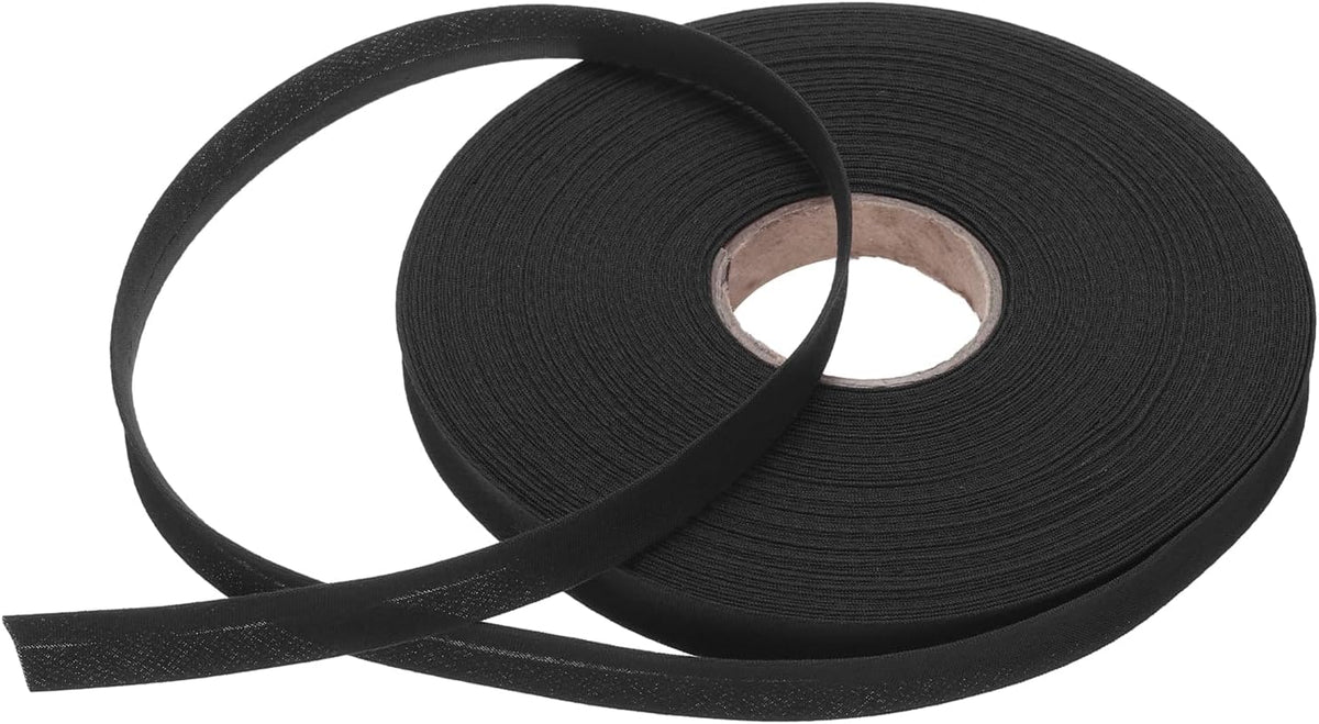 MECCANIXITY 1/2 Inch Single Fold Bias Tape Polyester, Black 25 Yards