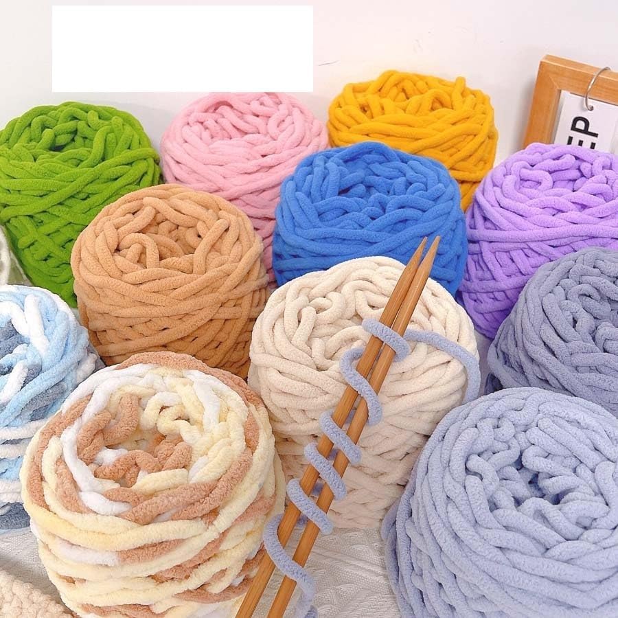 5 Pack Chunky Chenille Yarn for Crocheting, Soft Thick Fluffy Yarn for