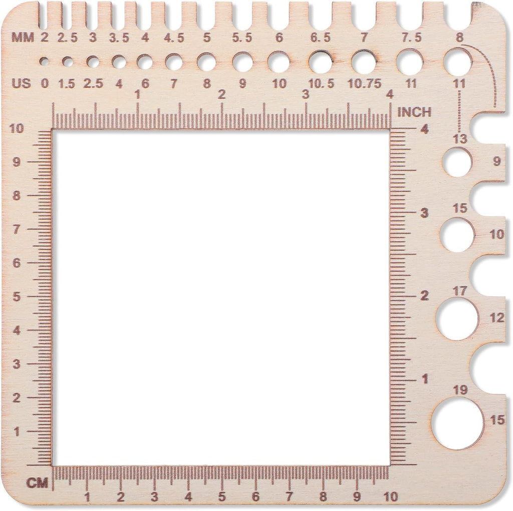 CCOCC 2026 New Wooden Crochet and Knitting Gauge Ruler, Poplar Yarn