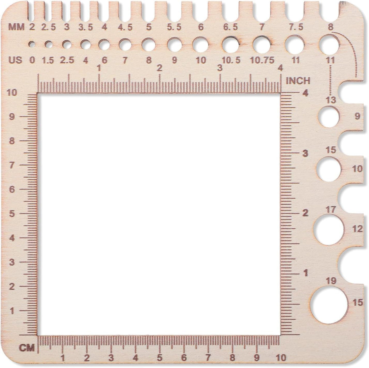 CCOCC 2026 New Wooden Crochet and Knitting Gauge Ruler, Poplar Yarn