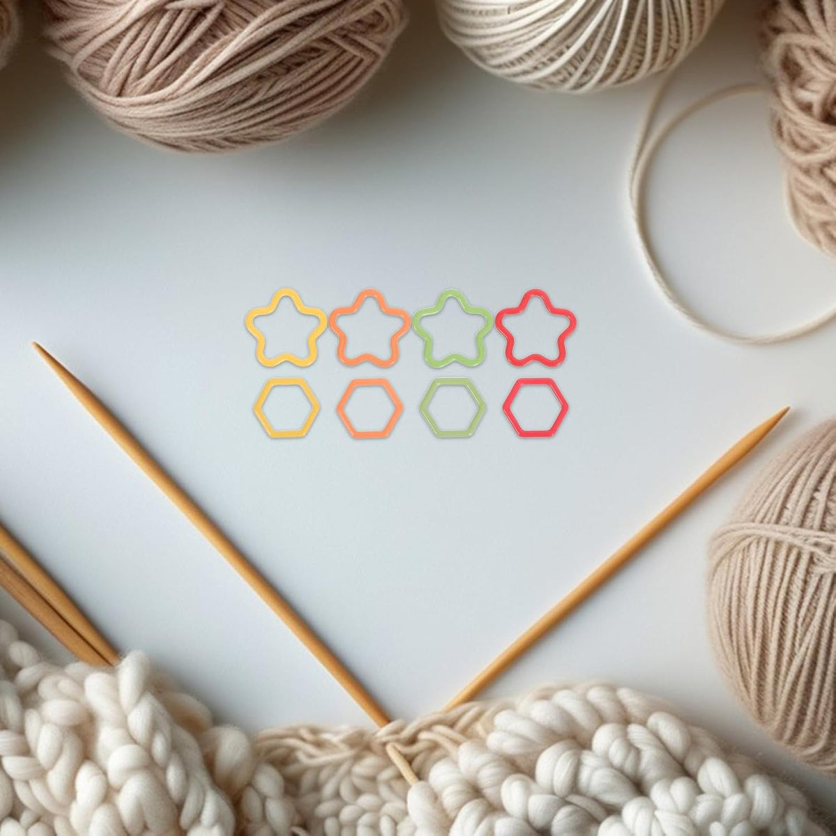 Metal Stitch Markers for Knitting Crochet, Hexagon Star Locking Clips