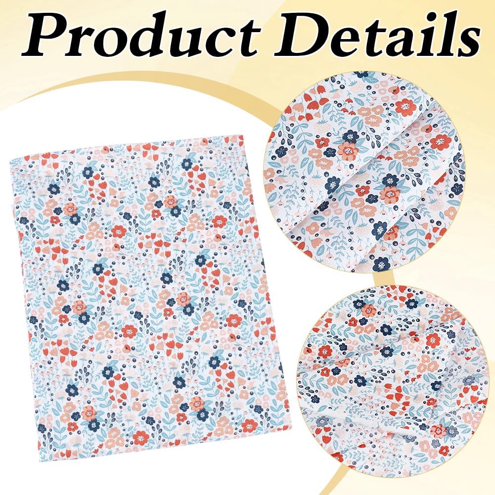 MAYJOYDIY 1.1 Yard Flower Print Cotton Fabrics for Sewing 59 Inch