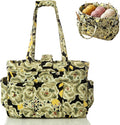 Knitting Quilted Tote Bag w/6 Pockets, Multifunctional Yarn Organizer