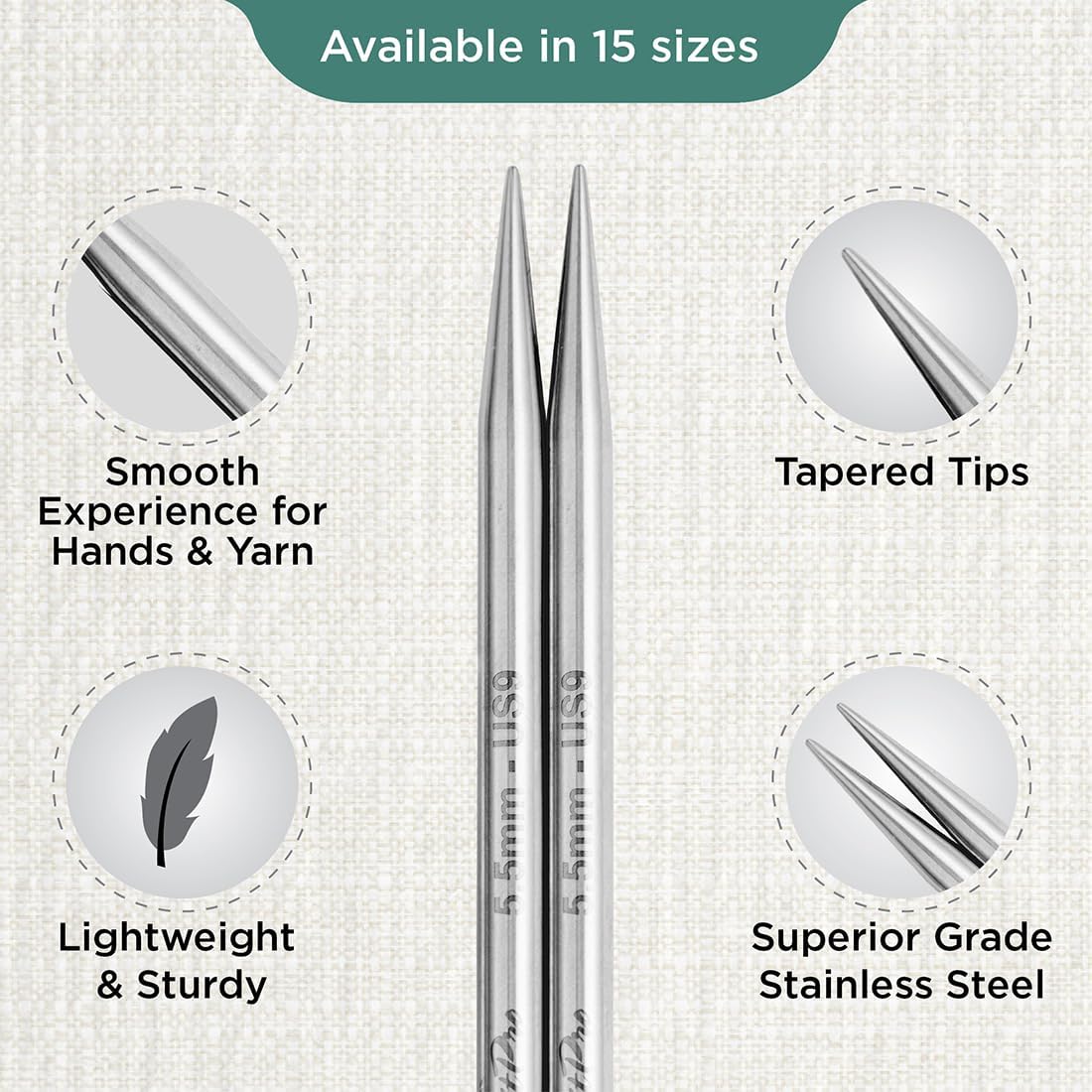 KnitPro Stelo Lace Interchangeable Tips 5" (13cm) | US Size 9 (5.5mm)