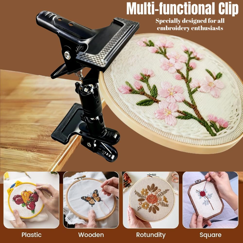 Embroidery Hoop Stand Holder - 360° Rotatable Adjustable Metal Table