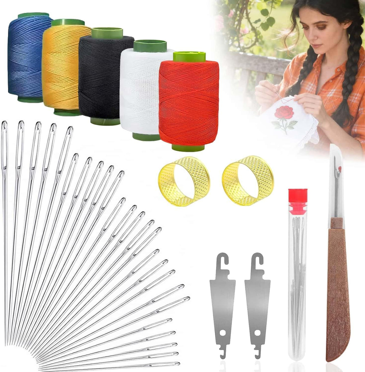 36Pcs Sewing Kit, Steel Sewing Needle Kit Christmas White Elephant