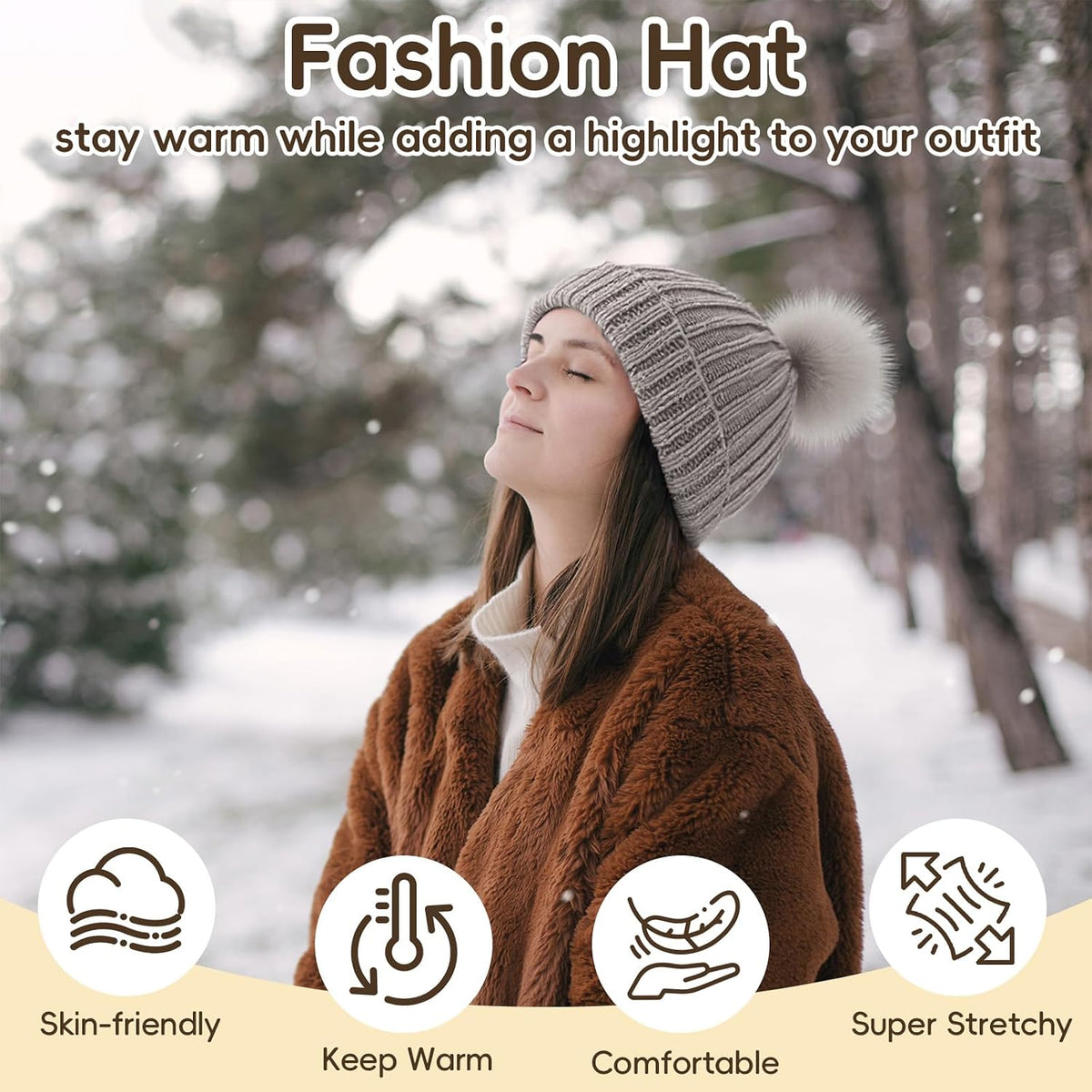 GliCraft Hat Knitting Kit for Beginners with Yarn Needles Pom,Warm