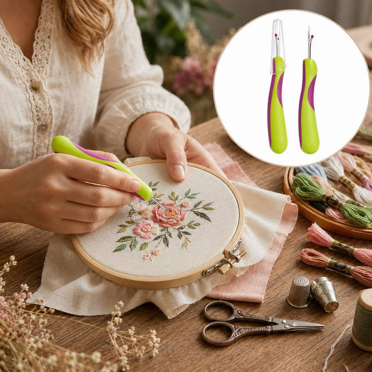 5-Piece Stitch Remover Tool,Seam Cutter for Sewing Kit with Green