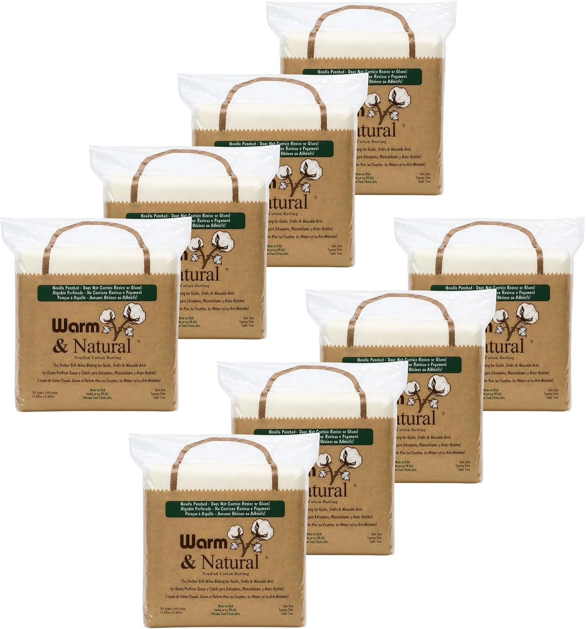 The Warm Company - Warm & Natural Cotton Quilt Batting – 8-Pack Twin