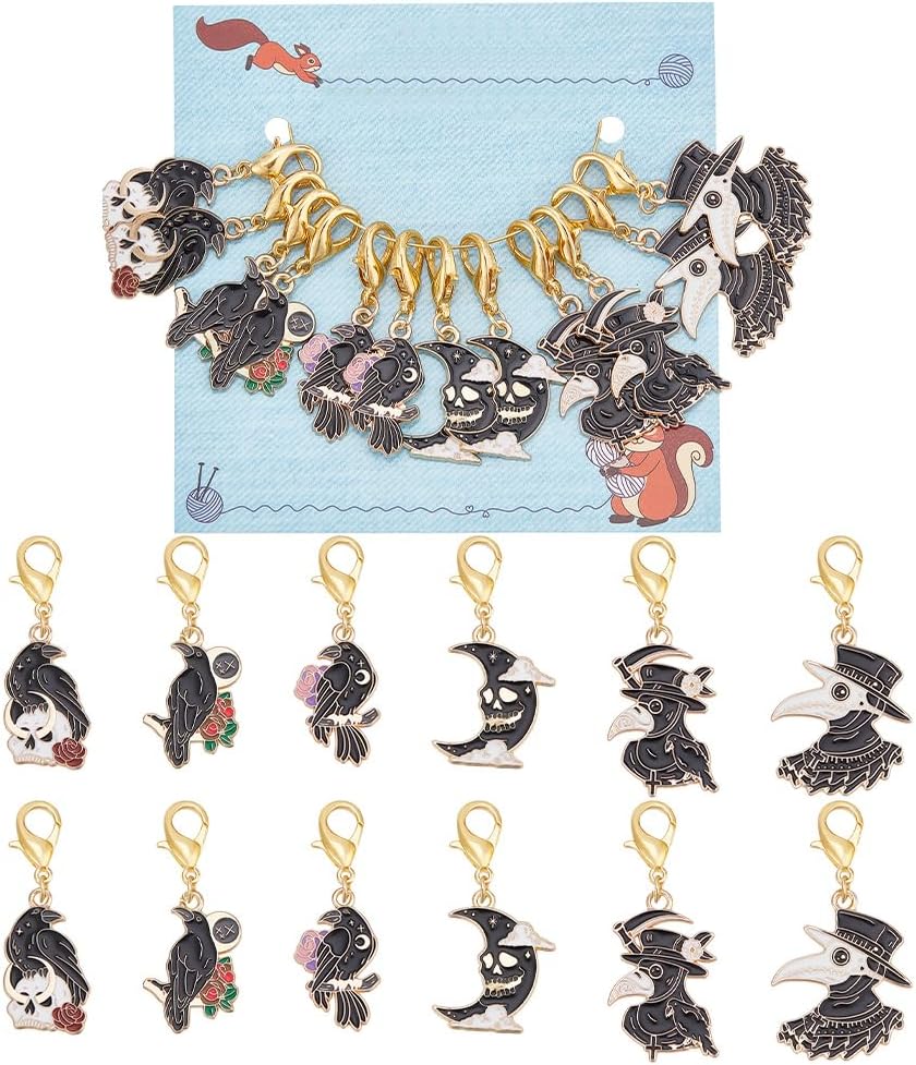 NBEADS 12 Pcs Stitch Markers, 6 Styles Halloween Crochet Markers