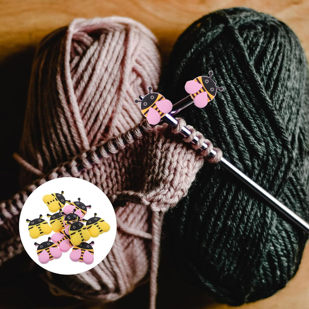10pcs Cute Bee Knitting Needle Point Protectors, Stitch Stoppers