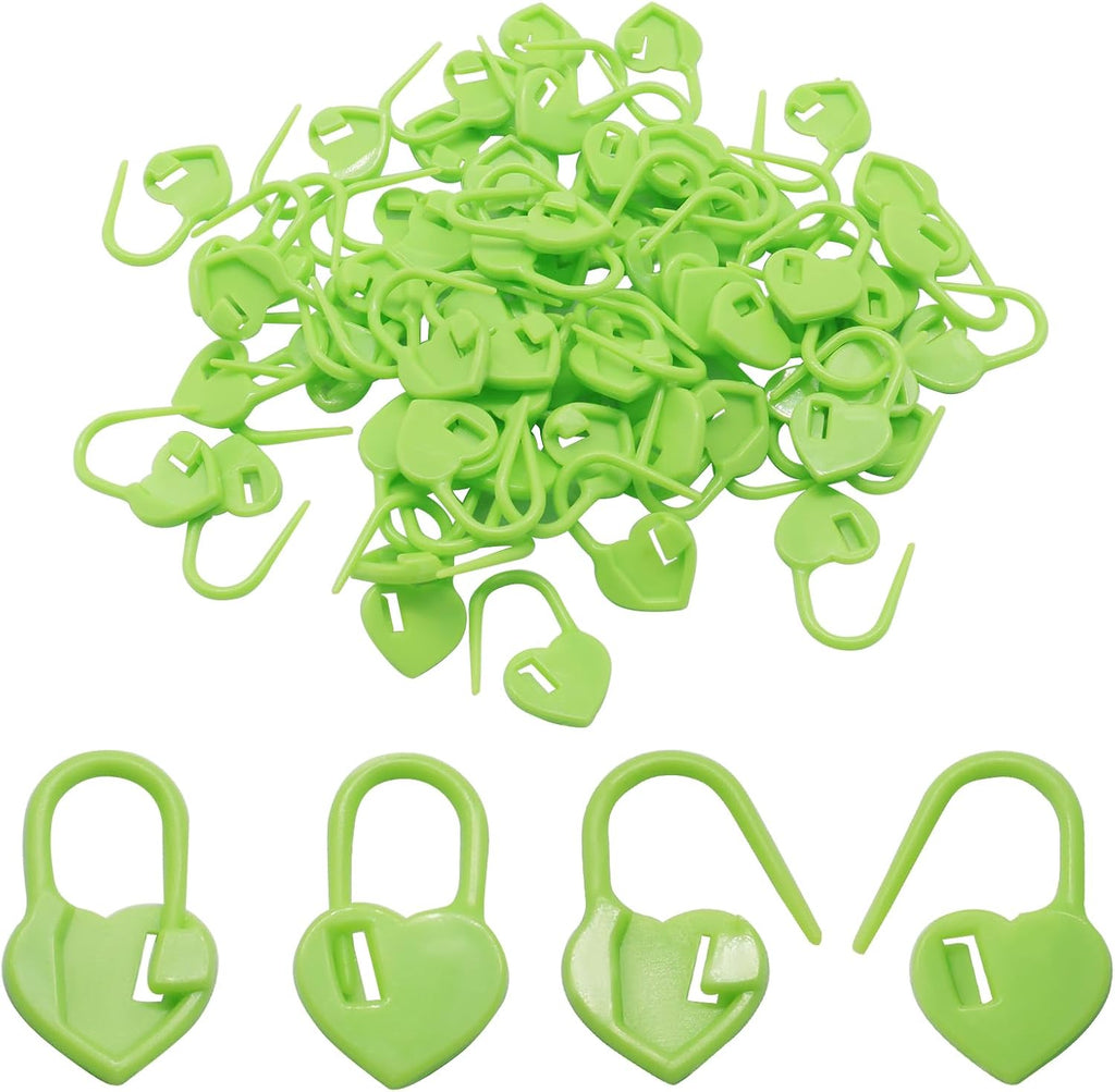 Coufce 200 Pcs Green Heart Stitch Markers for Crocheting