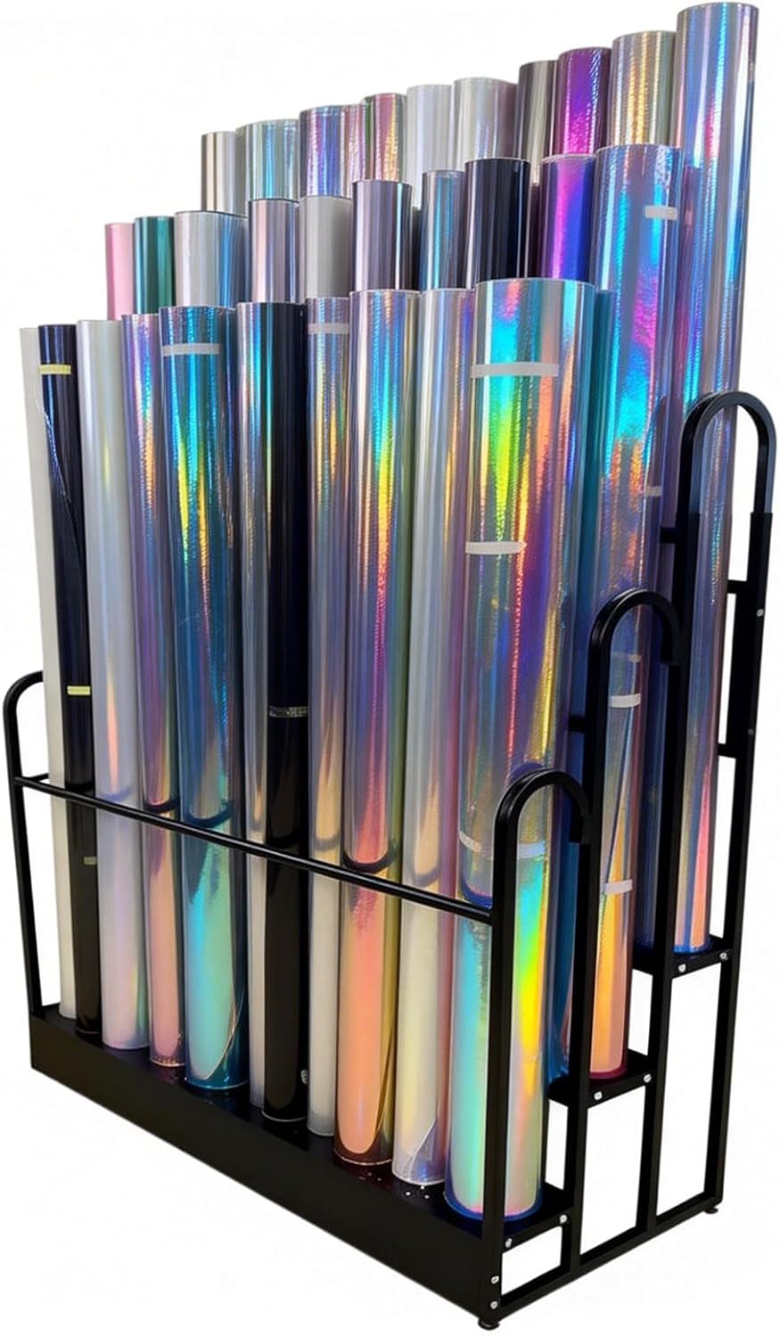 Heavy Duty Adjustable Fabric Roll Display Stand 3 Tier Metal Rack
