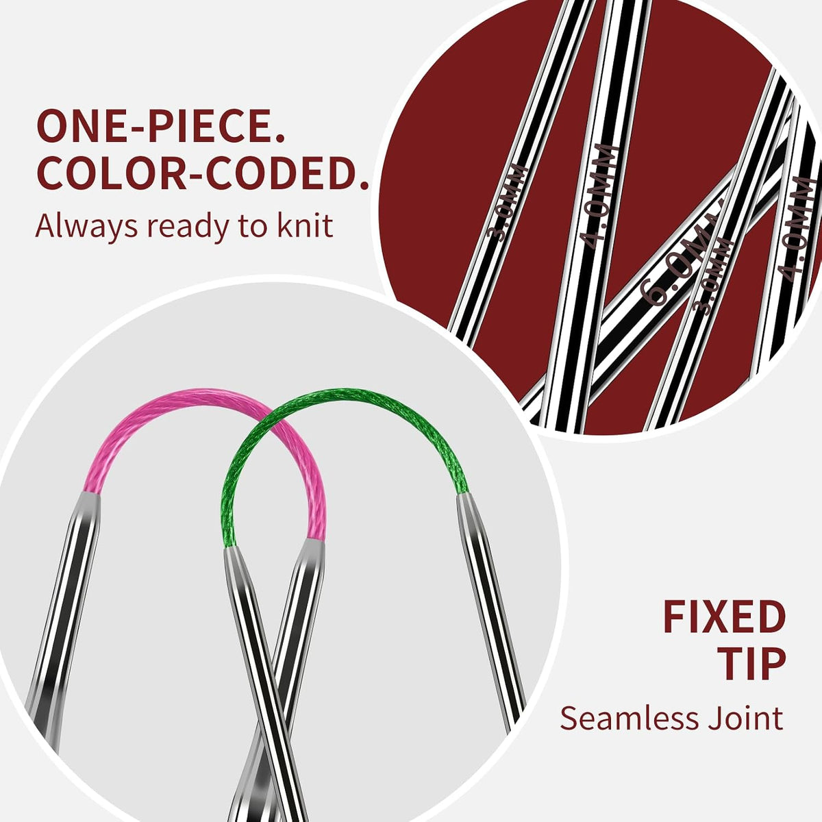 Soosui 4.0mm Circular Knitting Needles US6 |3-Pack 9-inch (23cm)