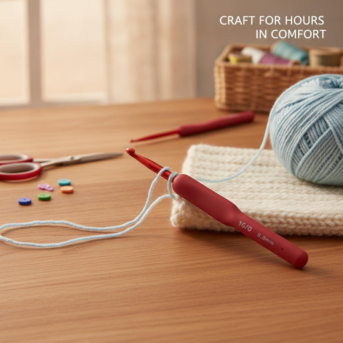 Crochet Hook with Silicone Handle and Aluminum Shaft (1 PC)