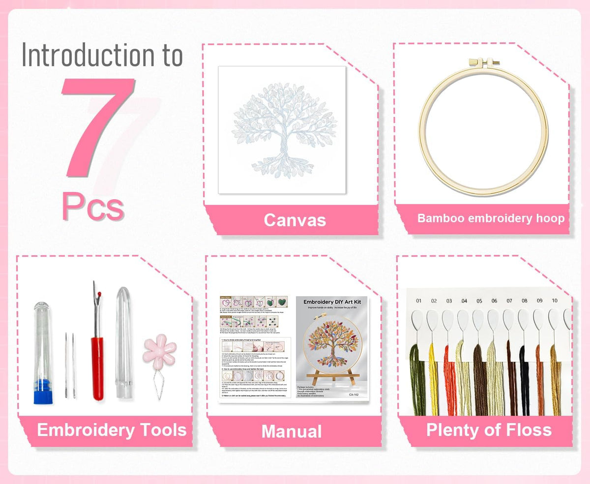 Huacan Embroidery Kit for Beginners Colorful Tree of Life Embroidery