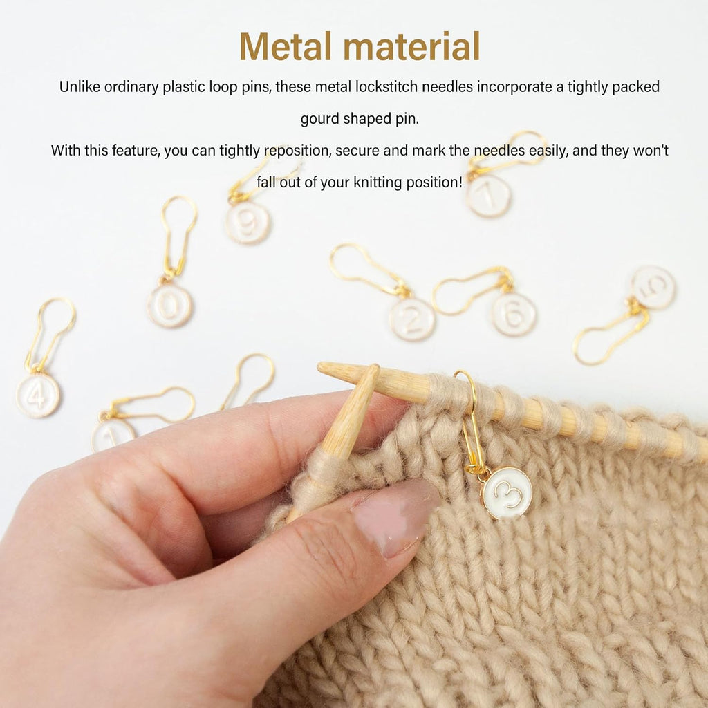10 Pcs Number 0~9 Stitch Markers, Alloy Enamel Crochet Stitch Marker