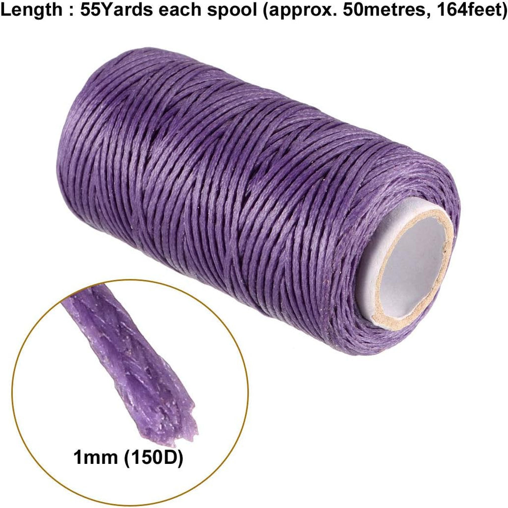 uxcell Crafts 150D 1mm Leather Sewing Stitching Flat Waxed Thread